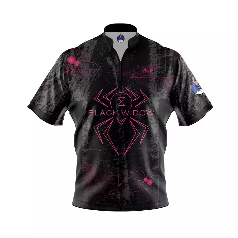 Hammer Black Widow Black Neon Pink Grunge Xpress Ship Rocket Bowling Jersey