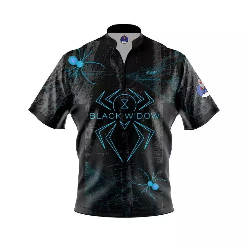Hammer Black Widow Black Neon Blue Grunge Xpress Ship Rocket Bowling Jersey