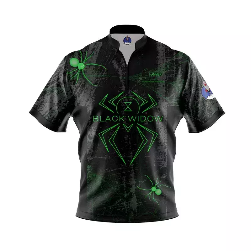 Hammer Black Widow Black Neon Green Grunge Xpress Ship Rocket Bowling Jersey